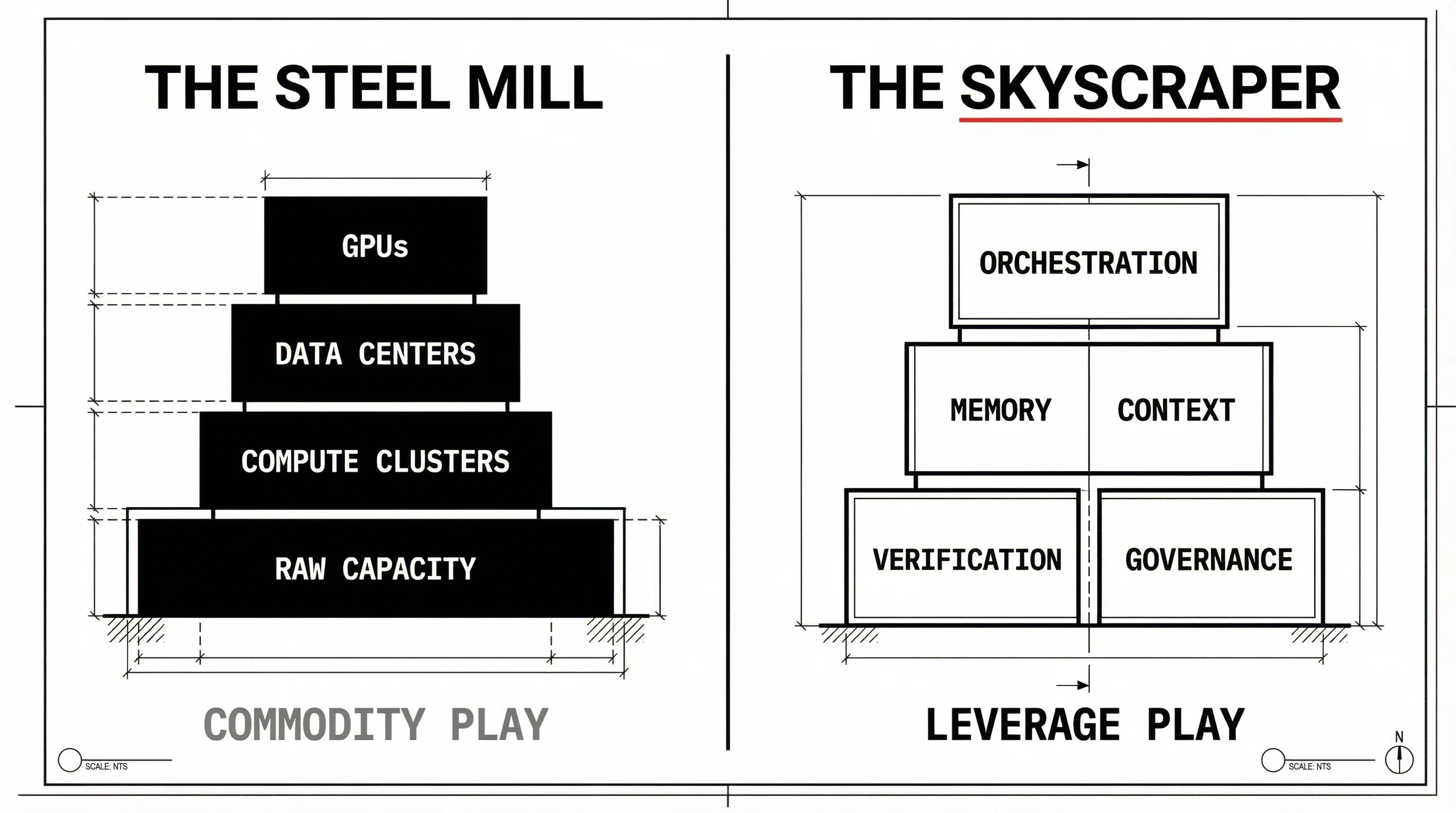 The Steel Mill vs The Skyscraper — commodity play vs leverage play